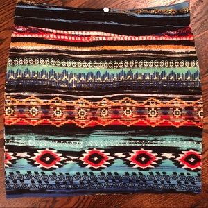 GB Miniskirt with Tribal Print and Zipper Back